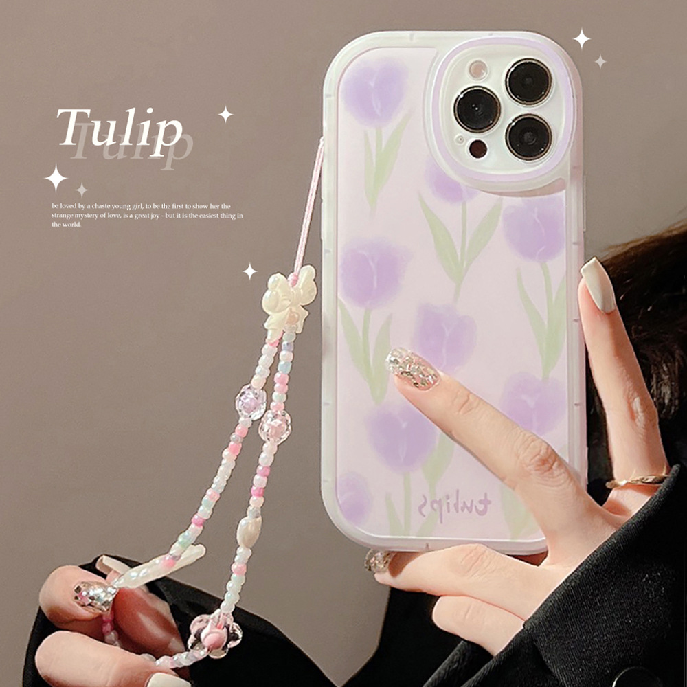 Phone Accessories Quotes - Tulip Flowers Phone Case Wrist Strap