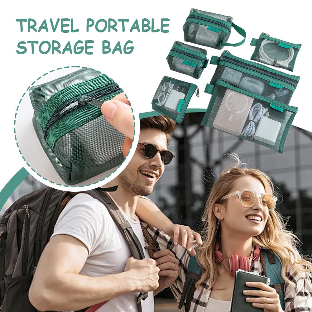 Phone Accessories Organizer - 6Pcs Mesh Zipper Storage Bag Set