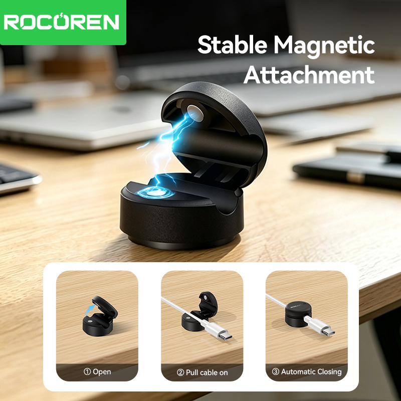 Cable Organizer Magnetic - Rocoren Rotating Base Magnetic Cable Clamp