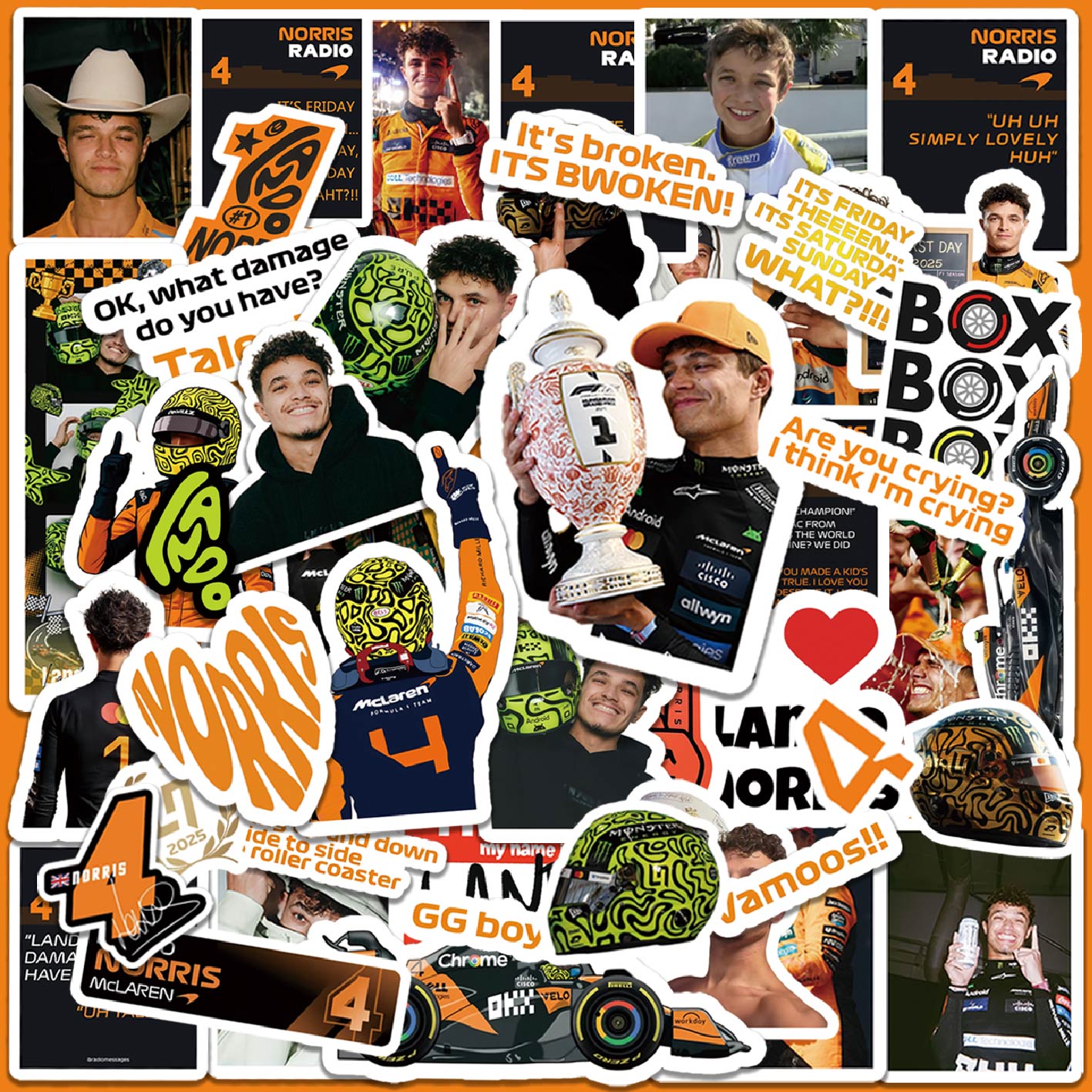 5-6 Sheets F1 Stickers, Norris - Phone Accessories Quotes 评论和价格