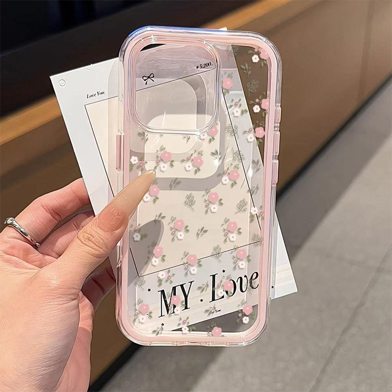 Green Leaves Pink Flower 2in1  - Phone Case Clear 评论和价格