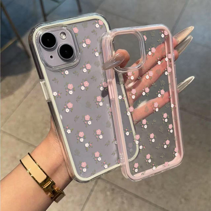 Green Leaves Pink Flower 2in1  - Phone Case Clear 评论和价格