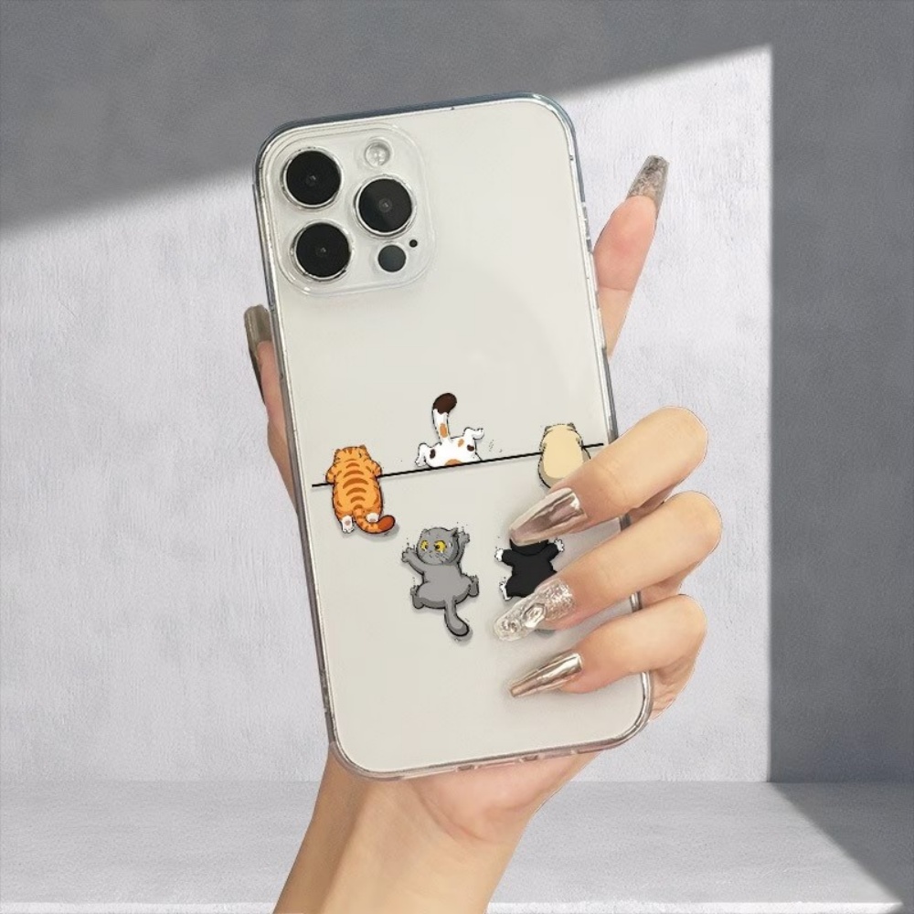 Five Cute Cat Pattern Phone Ca - Phone Case Clear 评论和价格