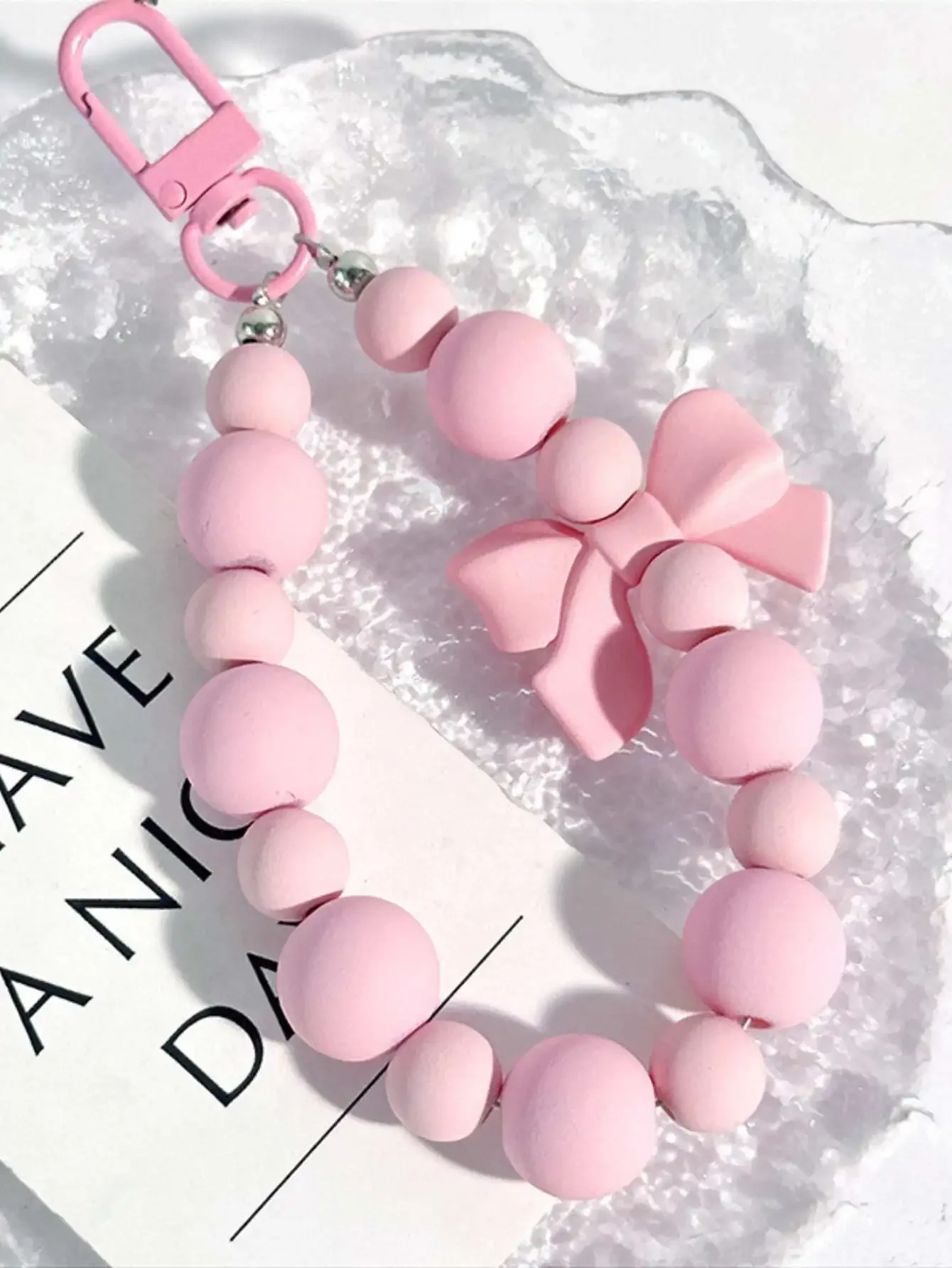 1pc Pink Pearl Bow Keychain Mo - Phone Accessories For Teens 评论和价格